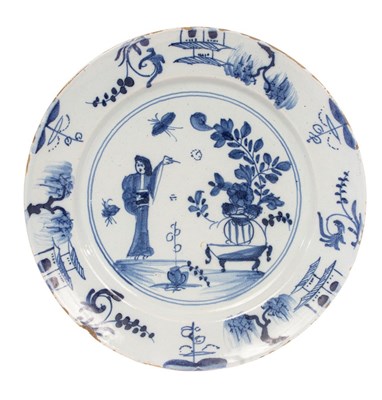 Lot 32 - An English Delftware plate, circa 1740-50,...