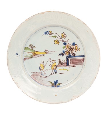 Lot 35 - An English Delftware plate, probably Bristol,...