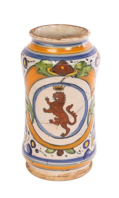 Lot 42 - An Italian Maiolica Armorial Albarello,...