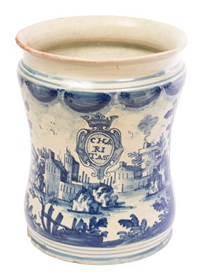 Lot 48 - A massive Abruzzi Maiolica albarello, Abruzzi,...