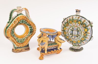 Lot 56 - Two Italian Maiolica pilgrim flasks, 17th-18th...