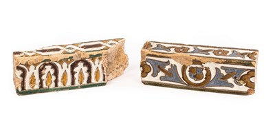 Lot 59 - Two Spanish cuerda seca edging tiles or...
