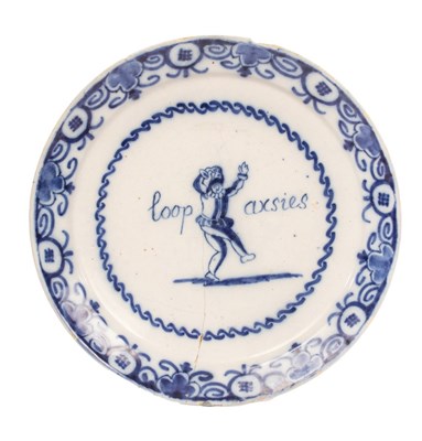 Lot 65 - A rare Dutch Delft 'South Sea Bubble' plate,...