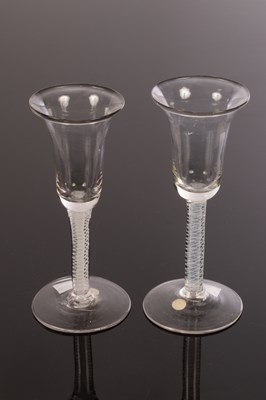 Lot 313 - Two 18th Century wine glasses, each with a...