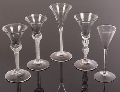 Lot 318 - Three 18th Century air twist drinking glasses...