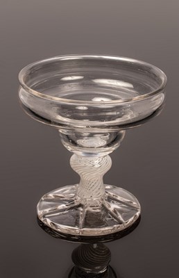 Lot 322 - A pan-topped sweetmeat glass with pinched foot,...