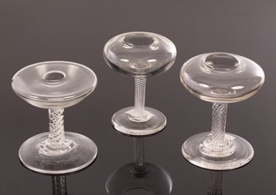 Lot 326 - Three small lacemaker's lamps; two with...