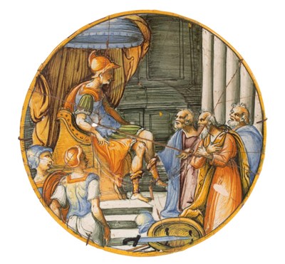 Lot 341 - An Italian maiolica istoriato plate, circa...