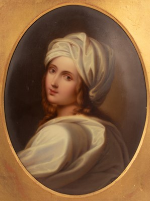 Lot 351 - An oval porcelain plaque after Guido Reni...
