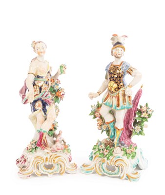 Lot 365 - A near pair of Bow figures of Mars and Venus,...