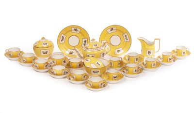 Lot 431 - An English porcelain yellow ground part tea...