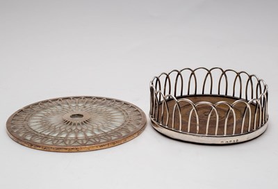 Lot 17 - A George III silver mounted wine coaster,...