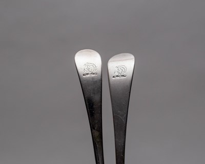 Lot 25 - A set of four George III silver ladles, Peter...