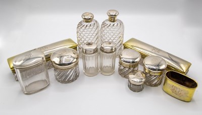 Lot 90 - A pair of Victorian silver mounted glass pin...