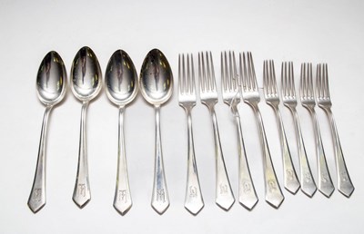 Lot 164 - A closely matched part set of German silver...