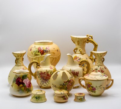 Lot 308 - Twelve pieces of Royal Worcester blush ivory...