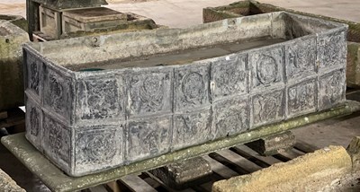 Lot 656 - A lead water cistern cast with fourteen square...