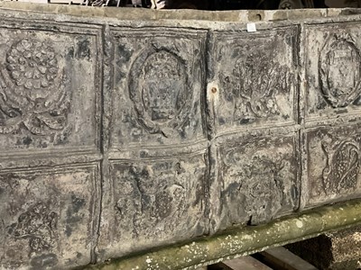 Lot 656 - A lead water cistern cast with fourteen square...