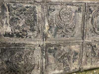 Lot 656 - A lead water cistern cast with fourteen square...