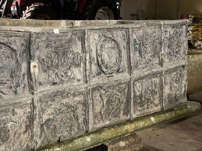 Lot 656 - A lead water cistern cast with fourteen square...