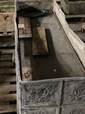 Lot 656 - A lead water cistern cast with fourteen square...