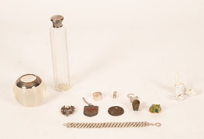 Lot 48 - A glass jar with silver lid, a silver two...