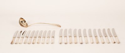 Lot 51 - A William IV silver ladle, makers mark JL,...
