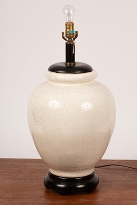 Lot 174 - A large crackleware vase of baluster form on a...