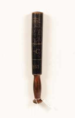 Lot 236 - A William IV turned wood and painted truncheon,...