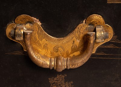 Lot 430 - An George III lacquered chest, chinoiserie...