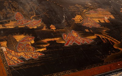 Lot 430 - An George III lacquered chest, chinoiserie...