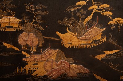 Lot 430 - An George III lacquered chest, chinoiserie...