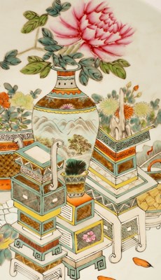 Lot 53 - A Chinese polychrome porcelain charger, 20th...