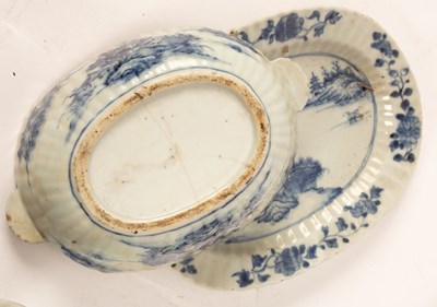 Lot 78 - A pair of Chinese export blue and white oval...
