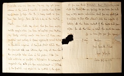 Lot 486 - Samuel Johnson (1709-1784) Author and lexicographer Autograph Letter Signed to Sophia Thrale (1771-1824)