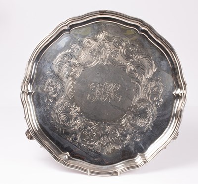 Lot 3 - A large Victorian circular silver salver,...