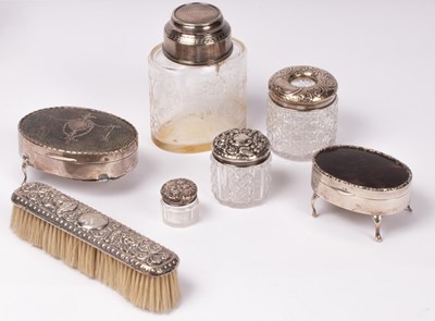 Lot 6 - A quantity of silver mounted dressing table...