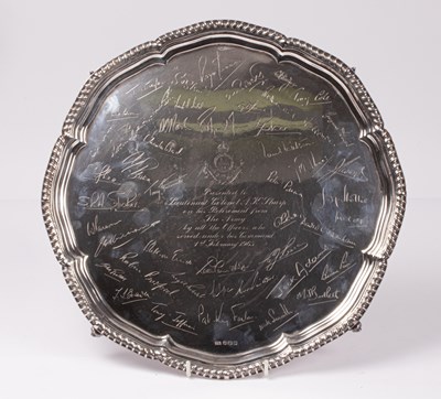 Lot 26 - Regimental Interest, a silver salver, EV,...