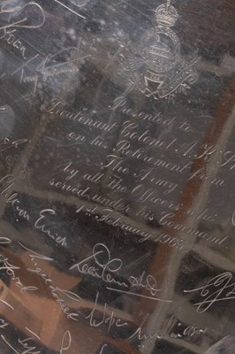Lot 26 - Regimental Interest, a silver salver, EV,...