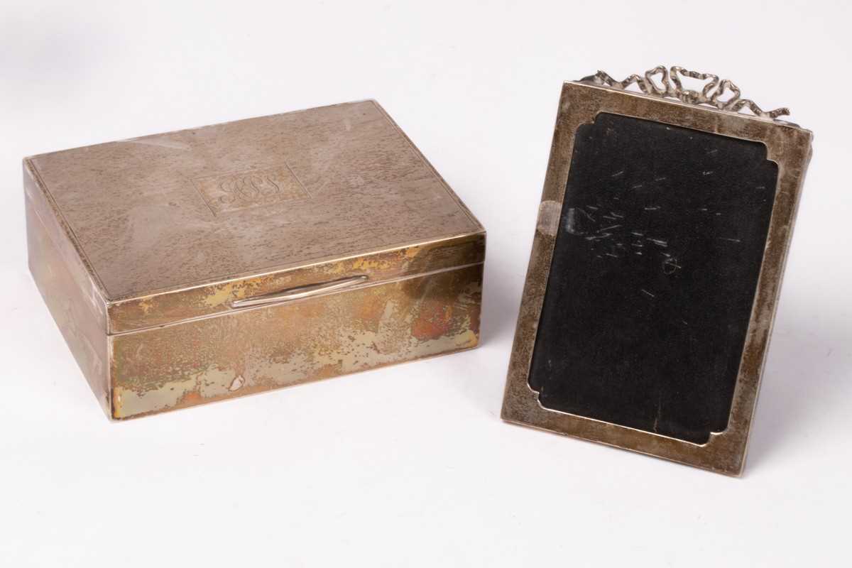 Lot 59 - A silver cigarette box, D&B, Birmingham 1945,...