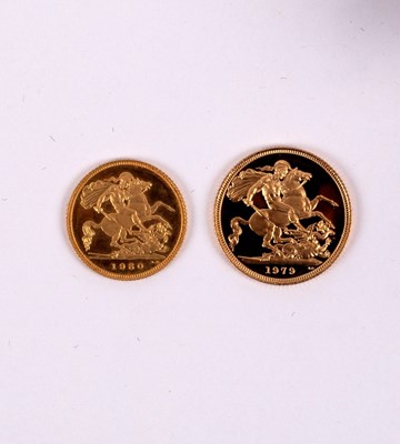 Lot 5 - A proof gold sovereign, 1979 and a proof...