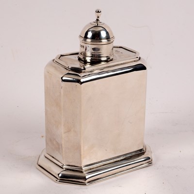 Lot 62 - A Queen Anne style silver tea caddy, George...