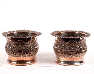 Lot 88 - A pair of silver plate on copper wine coasters,...