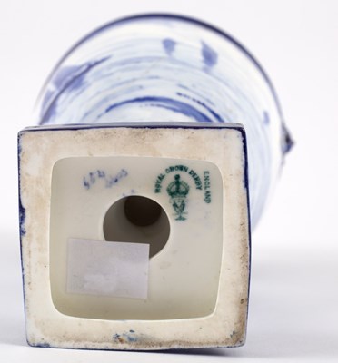 Lot 107 - A Royal Crown Derby vase printed blue with...