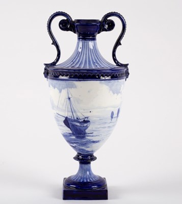 Lot 107 - A Royal Crown Derby vase printed blue with...
