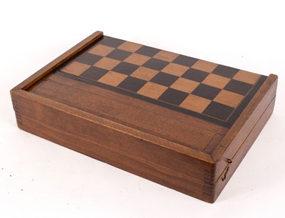 Lot 744 - A late 19th Century games box inlaid for chess...