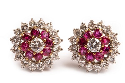 Lot 2 - A pair of early 20th Century diamond and ruby...