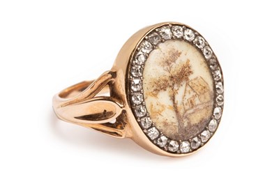 Lot 15 - A Georgian memorial hairwork and diamond ring,...