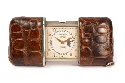 Lot 62 - A rare 1940s Movado Calendermeto travel watch,...