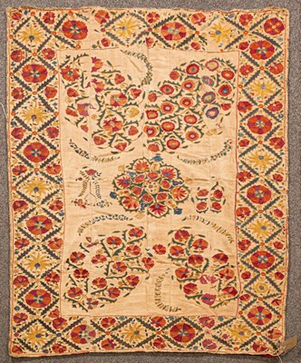 Lot 851 - A Nurata Suzani, Uzbekistan, the pale sand...